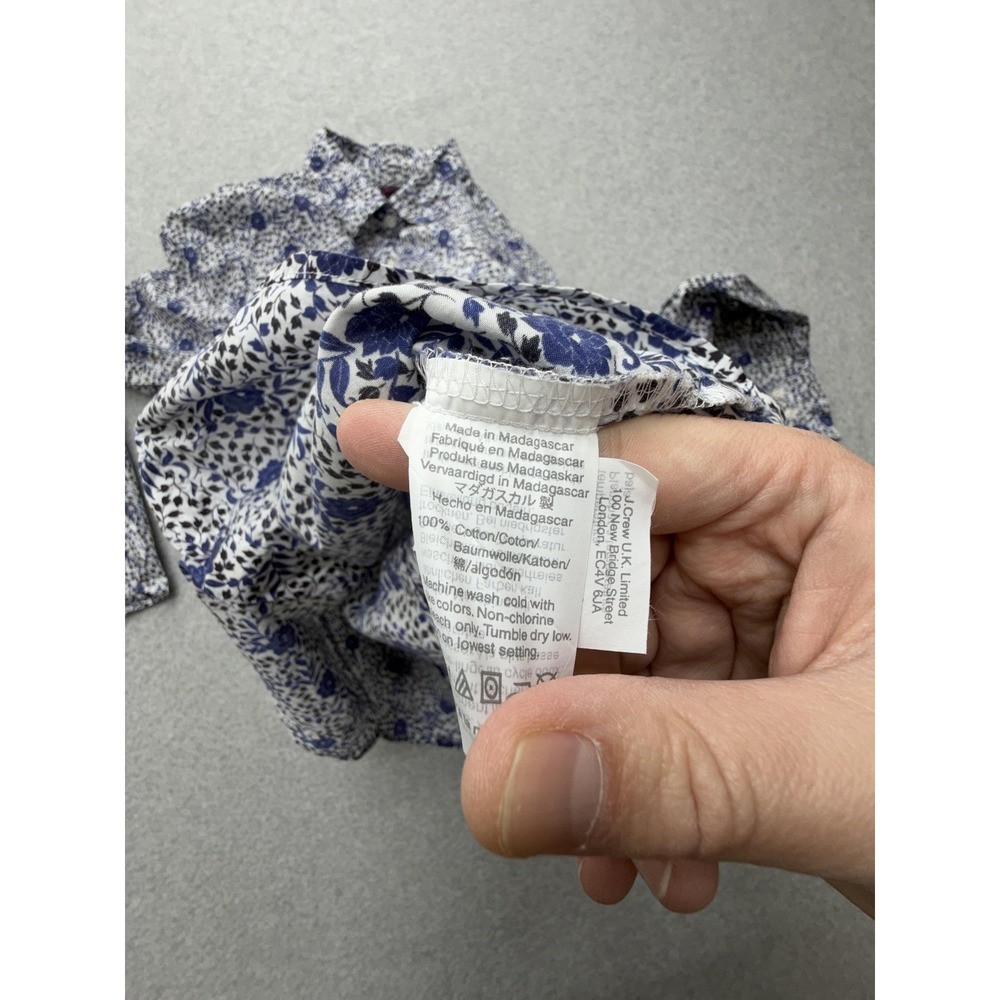 J‎ Crew Liberty Fabric Shirt Womens 2 White Blue Floral Button Up Cotton Blouse - Picture 5 of 7